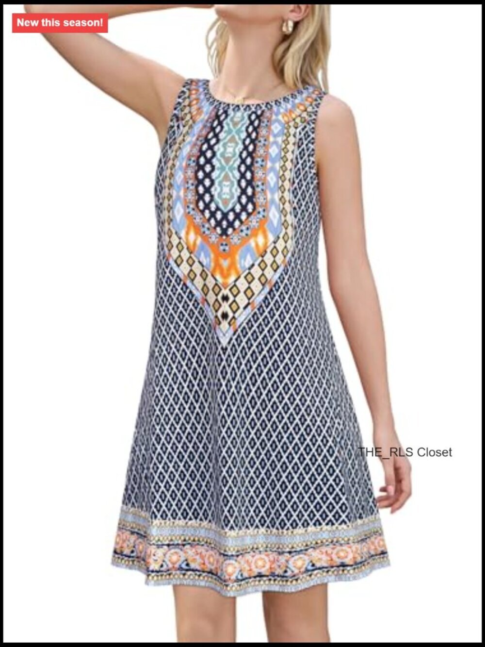 Cotton Polyester Sleeveless Floral A-Line Mini Dress with Pockets - Picture 3 of 7